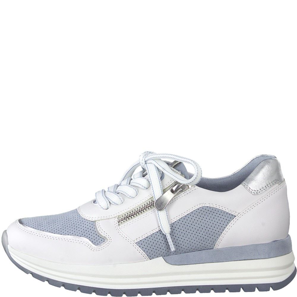 Marco Tozzi Sneaker Reißverschluss weiß hellblau 2-2-23741-28 36 | 181 WHITE/L.BLU | 