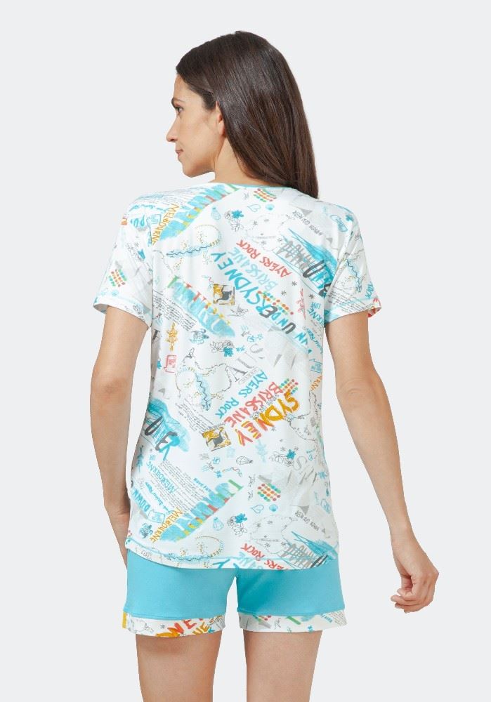 Hajo Shorty Schlafanzug kurz blau 45448 36 | türkis | 
