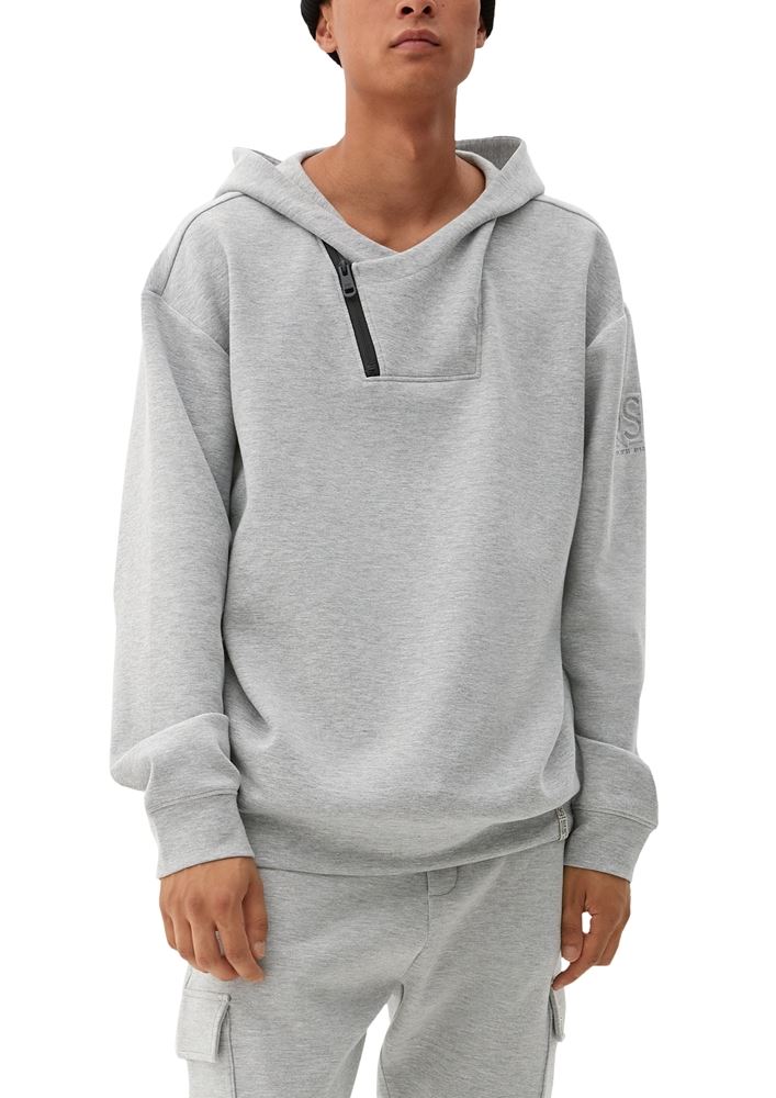QS designed by Herren Sweatshirt mit Effekt-Kragen grau S22  2119958 
