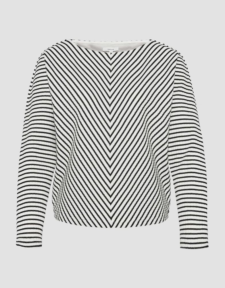 OPUS Sweater Gavna gestreift Fledermausarm Viskosemix blau, schwarz S13 10143611078100 40 | 900 black | 
