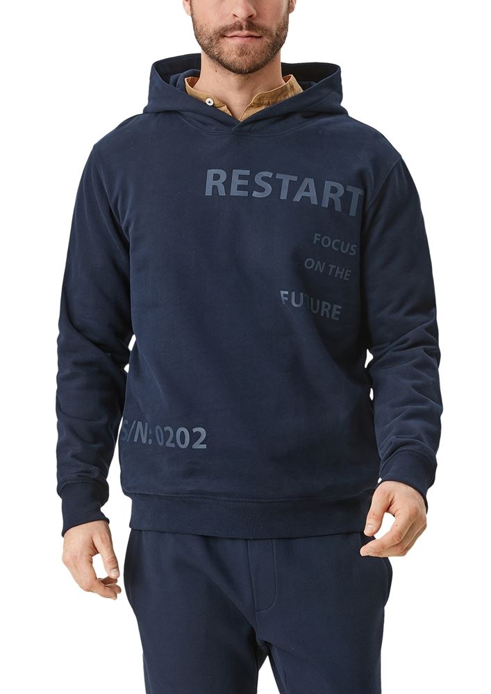 s.Oliver Herren Hoodie Sweatshirt Kapuze Frontprint blau S12  2109629 XL | 5978 blue night | 