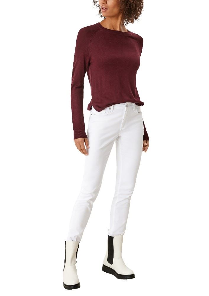 QS designed by Pullover Feinstrick Viskosemix Rundhals rot S12 2108149 XL | 3999 dark red | 
