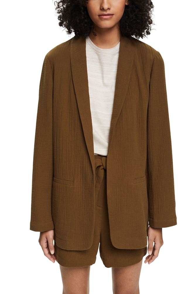 EDC Blazer Crinkle- Effekt ungefüttert grün S12  052CC1G302 M | C350 KHAKI GREE | 