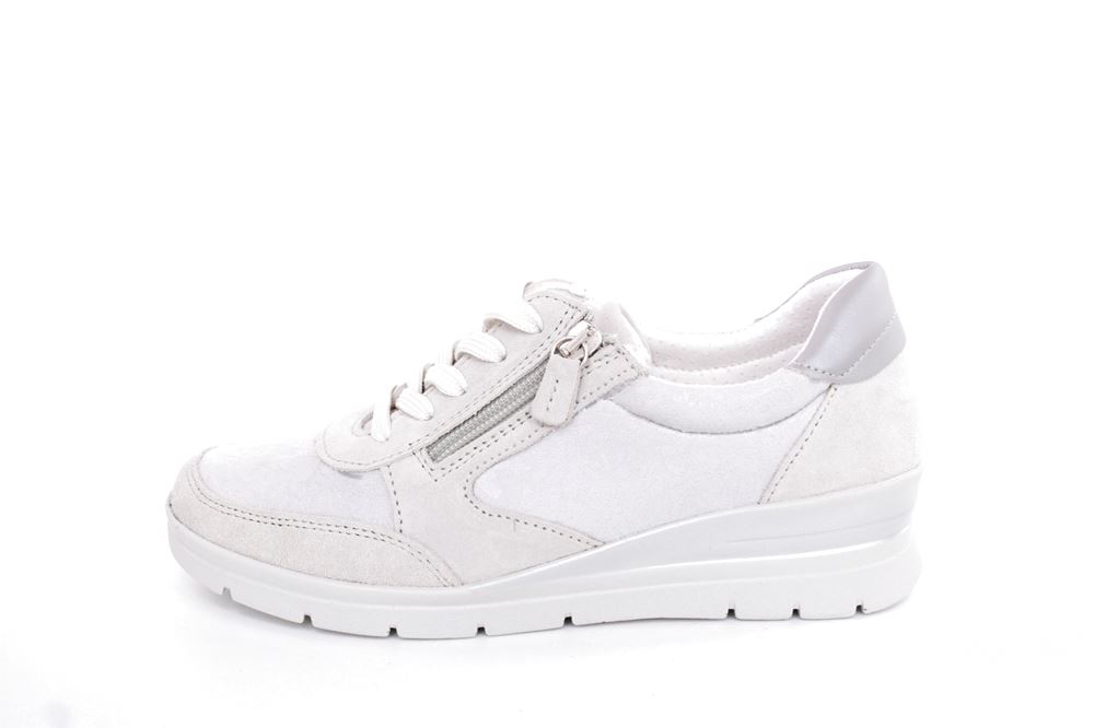 ACO LUNA 18 Damen Sneaker Leder/ Textil Wechselfußbett florales Muster grau S13 863/9309 