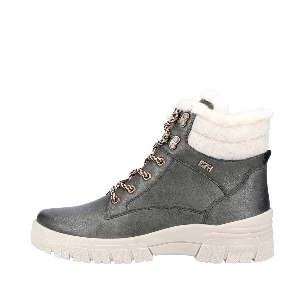 Remonte Damen Schnürboots Schnürstiefel Leder TEX- Membran Warmfutter Schurwolle Wechselfußbett grün S22 D0E71-52 37 | leaf/sand/leaf/ | G