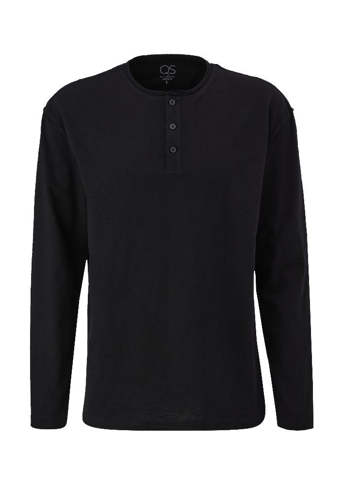 QS designed by Shirt in Flammgarnstruktur braun, schwarz S22  2124127 XS | 8437 BROWN | 