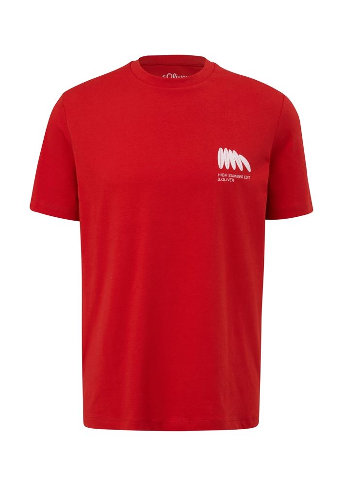 s.Oliver Herren T-Shirt mit Frontprint S13 weiß, rot, blau S13  2131369 