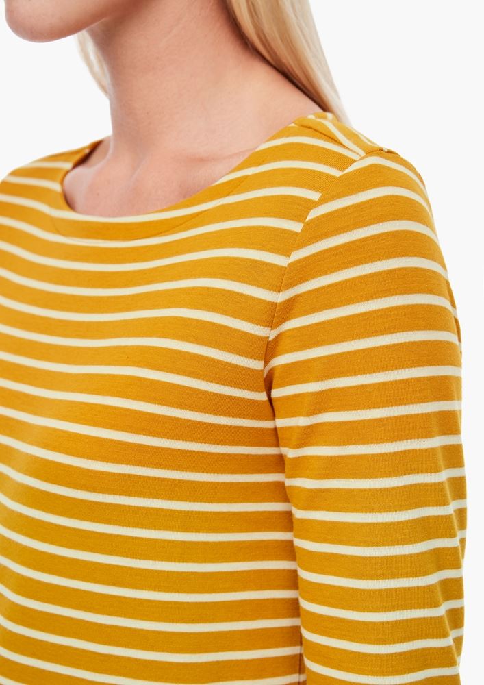 s.Oliver Jersey-Shirt 3/4 Arm gestreift gelb S21 2043262 