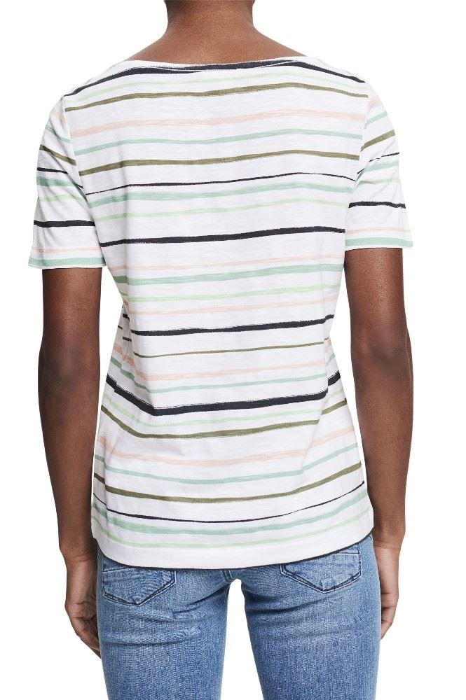 ESPRIT T-Shirt mit Streifenmuster 042EE1K359 XS | E102 WHITE 3 | 