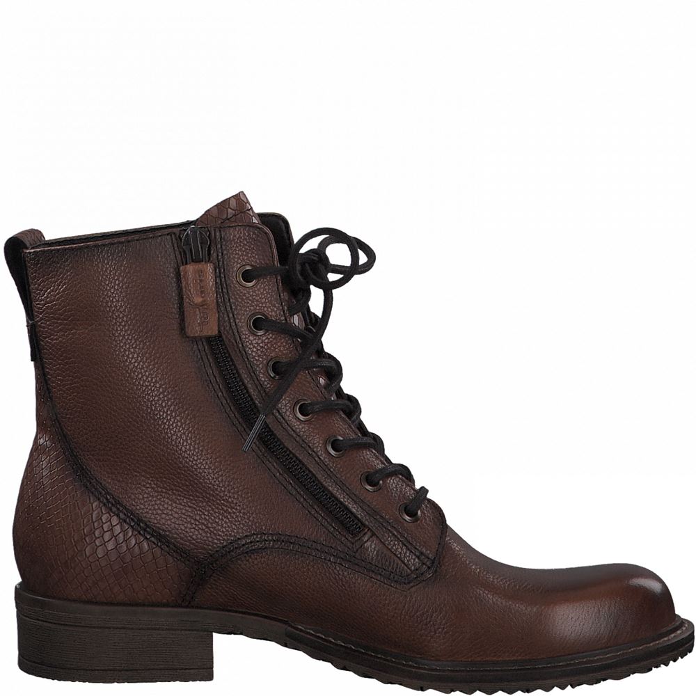 Tamaris Leder Schnürboot Schnürstiefel braun 1-1-25211-27 