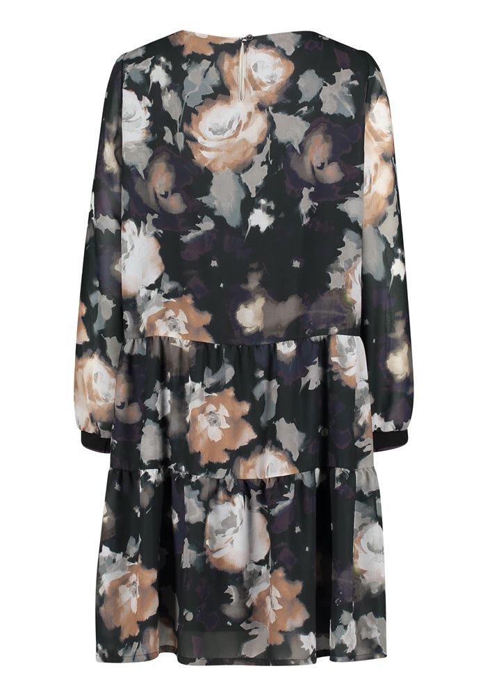 Betty Barclay Chiffonkleid florales Muster Knielang schwarz S22 12331517 38 | 9860 Black/Purp | 