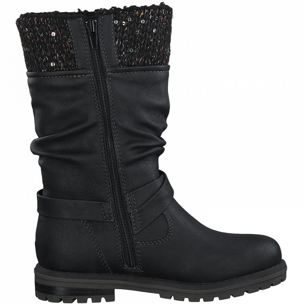 s. Oliver Kinder Stiefel Glitzerstrickbund TEX-Membran schwarz S21 5-5-46600-27 33 | 001 BLACK | 