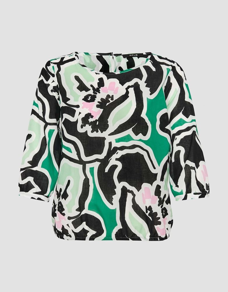 OPUS Printbluse Fu intense 3/4 Arm abstrakter  Blütendruck blau, grün S13  2044711185177 