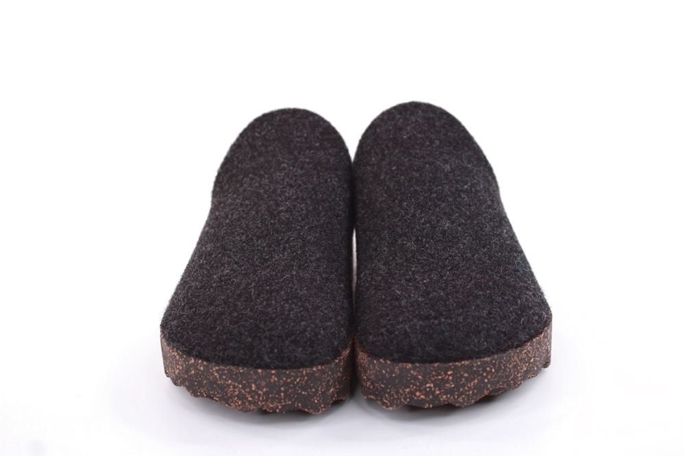 ASPORTUGUESAS Damen Pantolette Wolle Kork vegan Nachhaltig grau S22 P018023016 37 | anthrazit | 