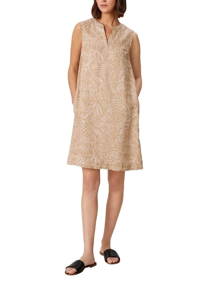 s.Oliver Leinenkleid mit Allovermuster sand 2115143 34 | 02A2 off-white | 
