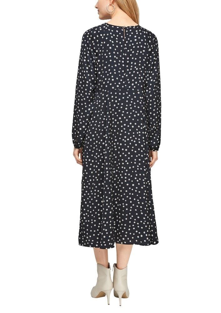 s. Oliver Kleid Midi Punkte schwarz 2056584 34 | 59A1 dark blue | 