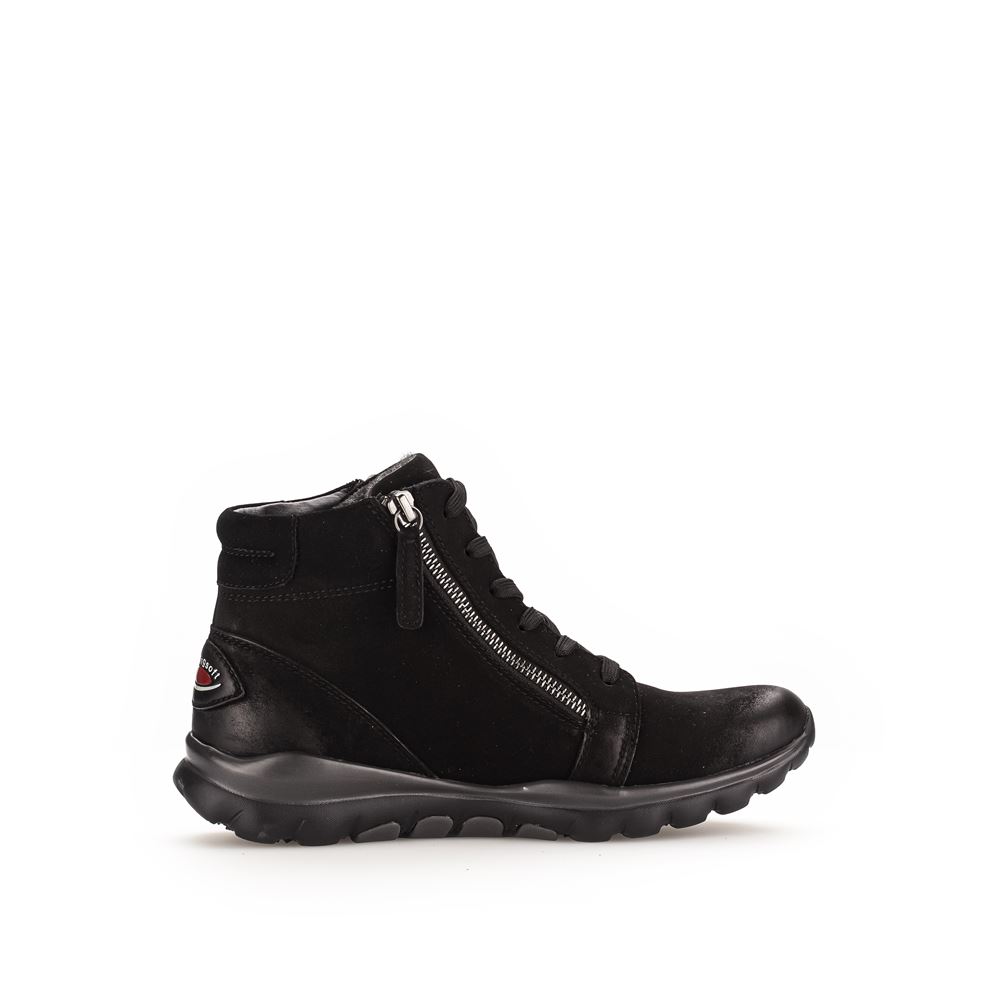 Gabor rollingsoft Schnürstiefelette Schnürboots Rauleder Wechselfußbett schwarz S23 36.868.47 