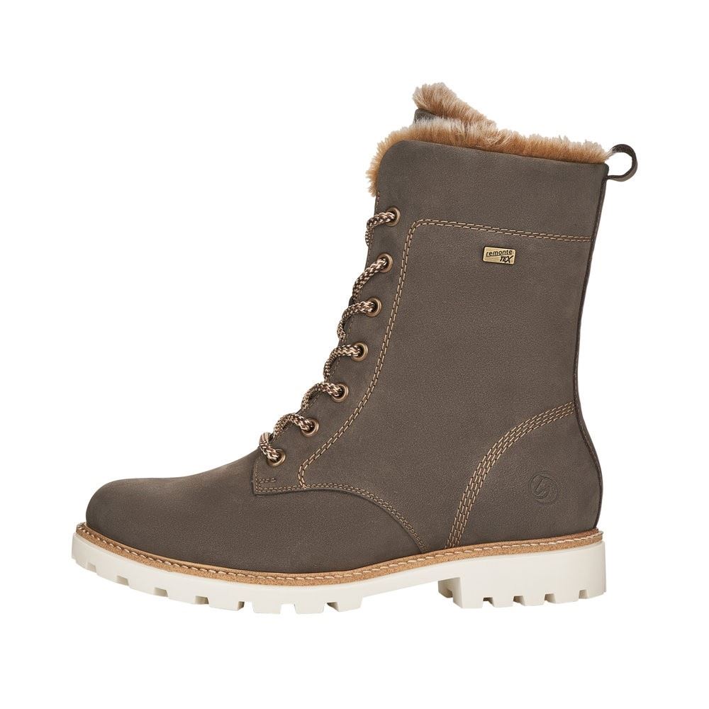 Remonte Damen Schnürstiefel TEX- Membran Wildleder Lammwolle  grau S22 D8476-45 36 | smoke/steppe | G