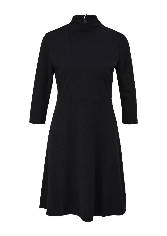 QS designed by Kleid mit Stehkragen lila, schwarz S22  2124277 