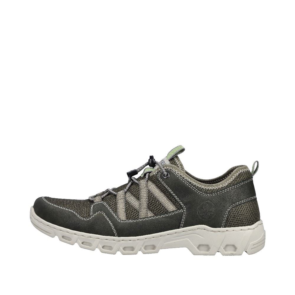 Rieker Antistress Herren Slipper Schlupfschuh Schnellschnürung Wechselfußbett grün S12 14555-54 46 | forest/vert/cem | H