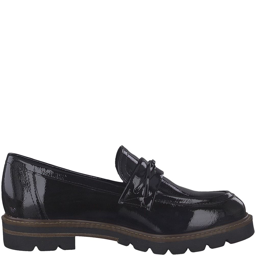 MARCO TOZZI Slipper Loafer Lackoptik schwarz S22 2-2-24704-29 