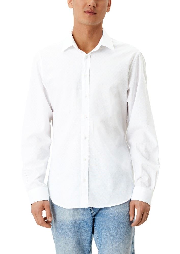 s.Oliver Herren Hemd Kentkragen Langarm feine Struktur weiß S22 2113983 XXXL | 0100 white | 