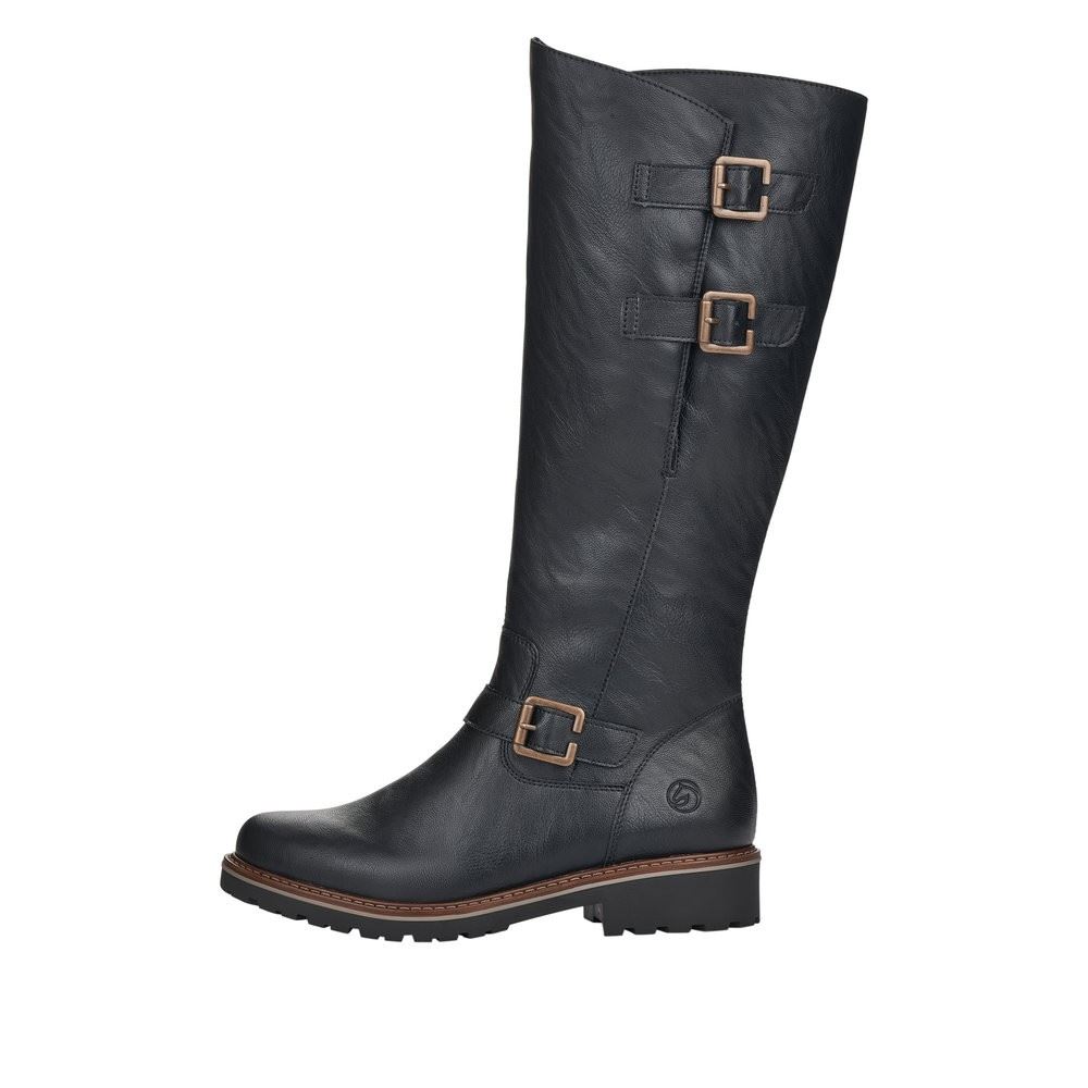 Remonte Damen Langschaftstiefel Stiefel Lammfellfutter Wechselfußbett schwarz S22 R6590-01 37 | schwarz | G