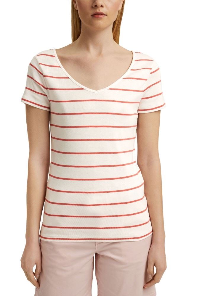 EDC Basic T- Shirt V- Neck gestreift 041CC1K306 