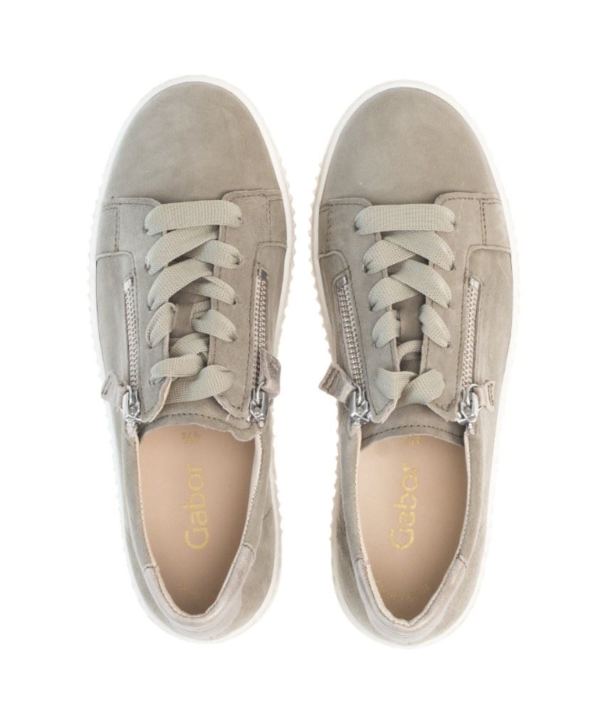 Gabor Sneaker Schnürer Reißverschluss Halbschuh Leder grün 63.334.11 5,5 | schilf (beige) | F