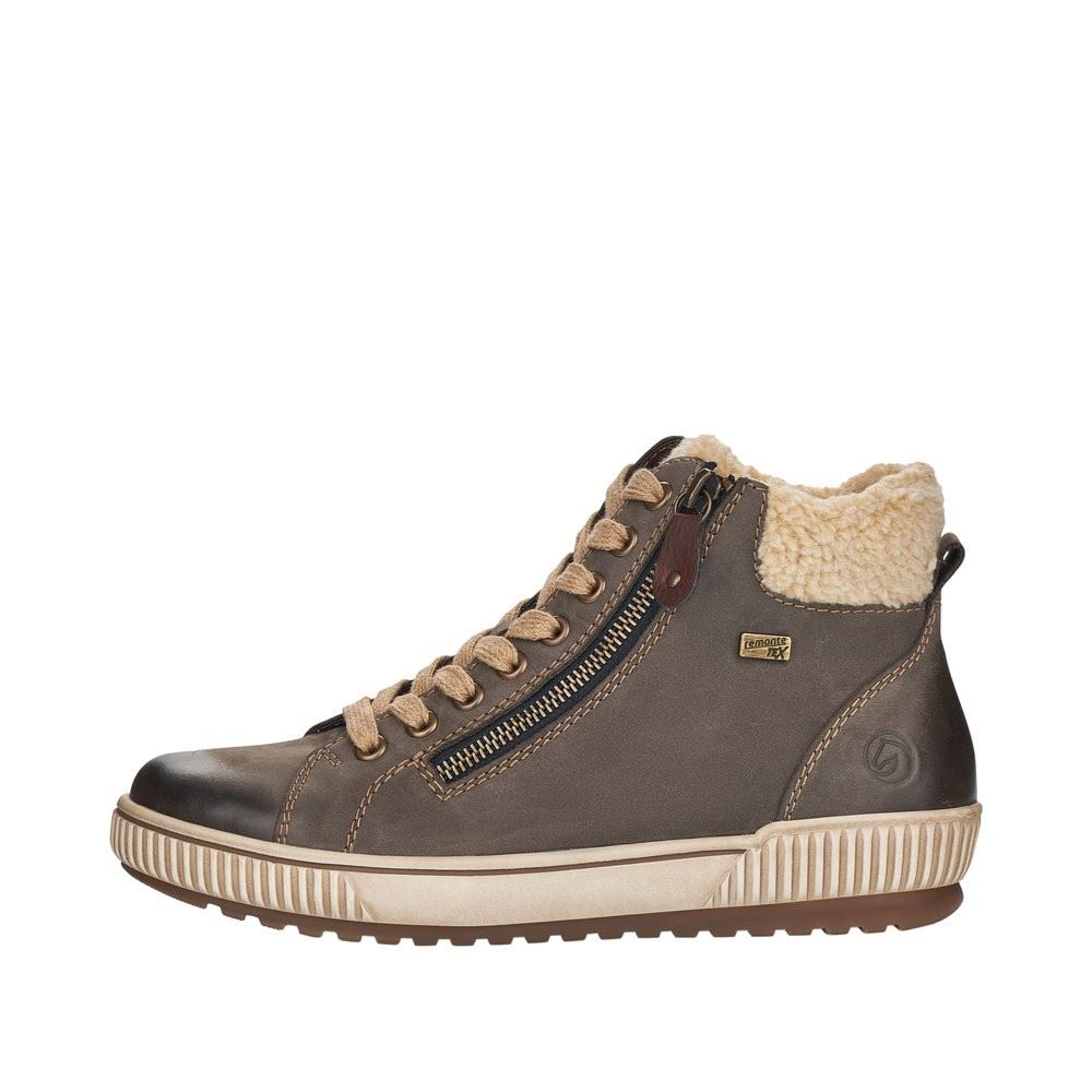 Remonte Damen Schnürschuh Sneaker High Leder TEX- Membrane Wechselfußbett grau S22 D0770-45 