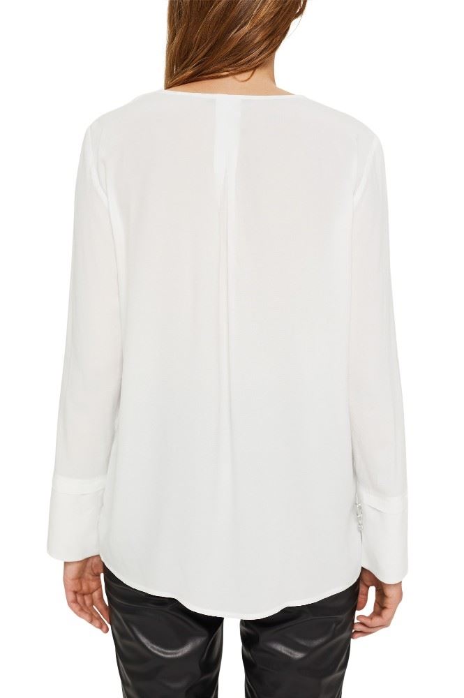Esprit Collection Bluse Viskose Manschetten V - Ausschnitt weiß 991EO1F315 38 | E110 OFF WHITE | 