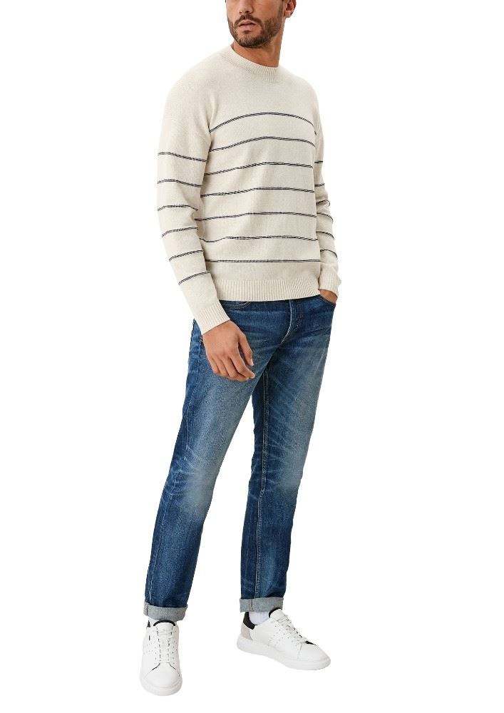 s.Oliver Strickpullover Wollmix gestreift beige S21 2108004 