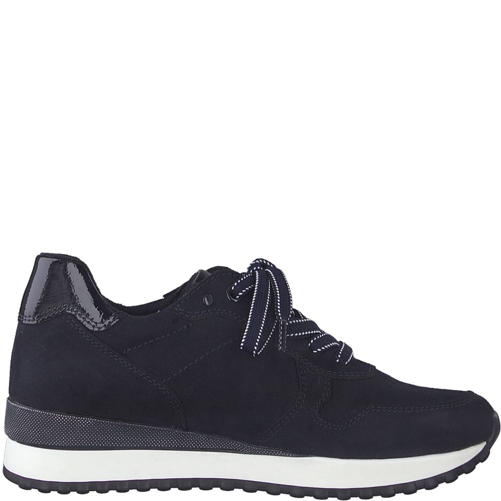 MARCO TOZZI Damen Sneaker Halbschuh Schnürsenkel Wechselfußbett  blau S22 2-2-23734-29 