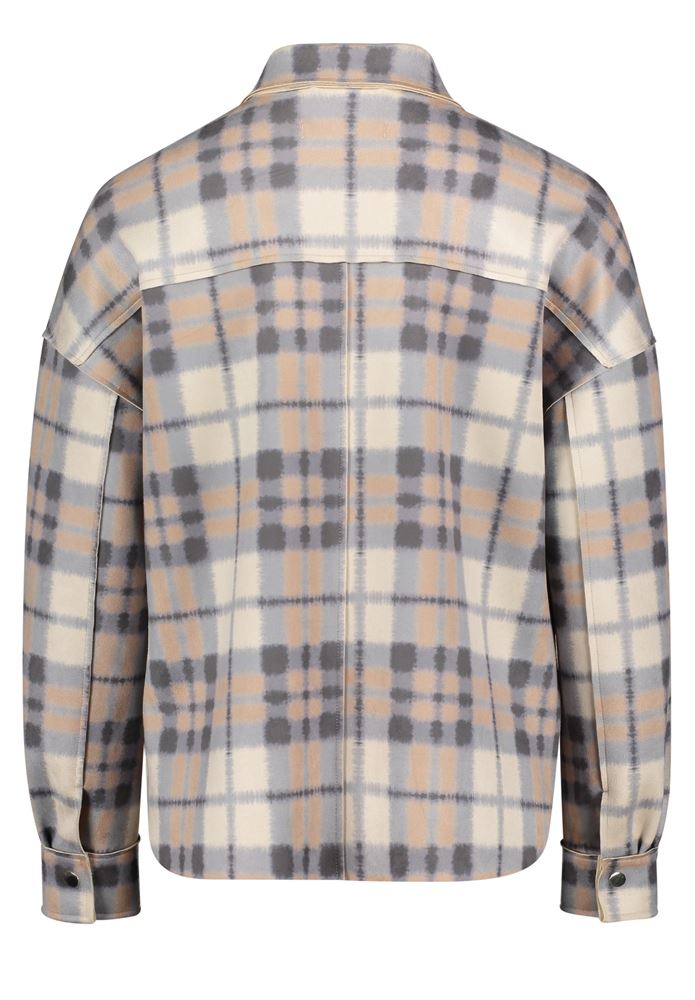 Betty Barclay Blazer- Jacke, Hemd- Jacke Karo- Muster Hemdkragen Brusttaschen grau S22 41501179 