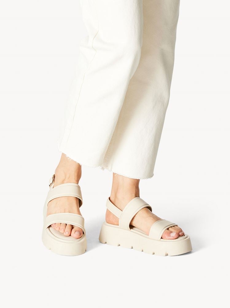Tamaris Sandale Leder Plateauabsatz beige S13 1-1-28713-20 