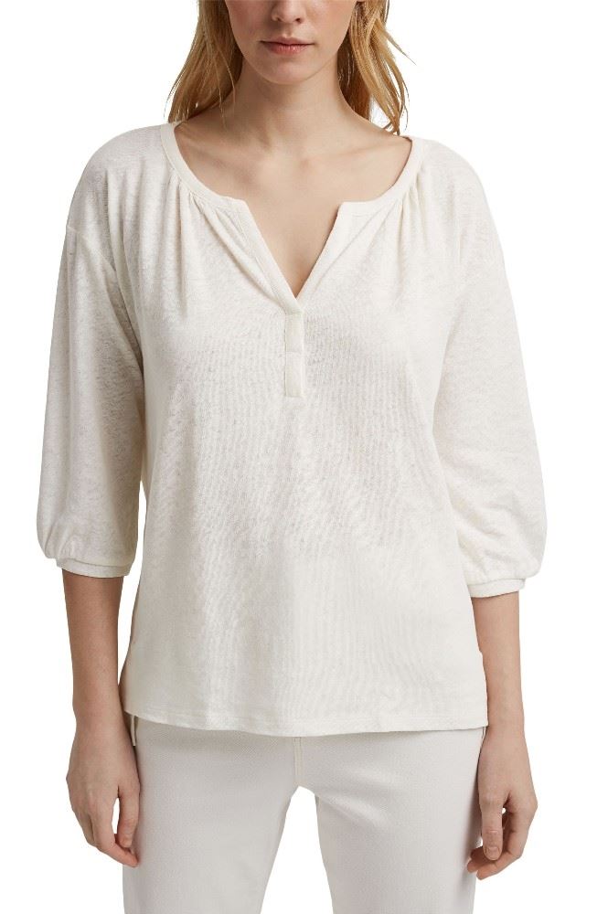 ESPRIT Blusenshirt Baumwoll- Leinenmix 041EE1K321 