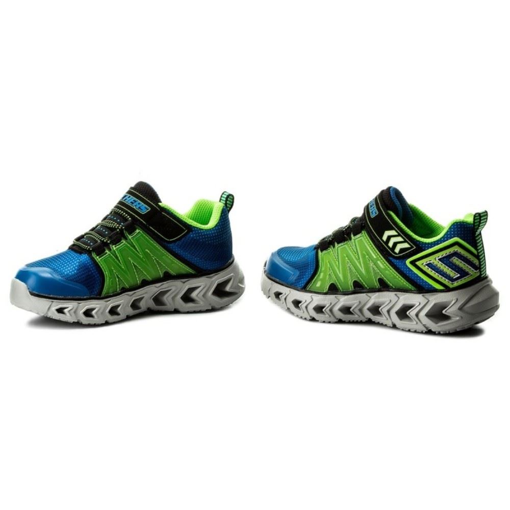 Skechers Jungen Laufschuhe Hypno Flash 2 0 Blau Klettverschluss Blinker Blau Grün  90585L 32 | BLLM | 