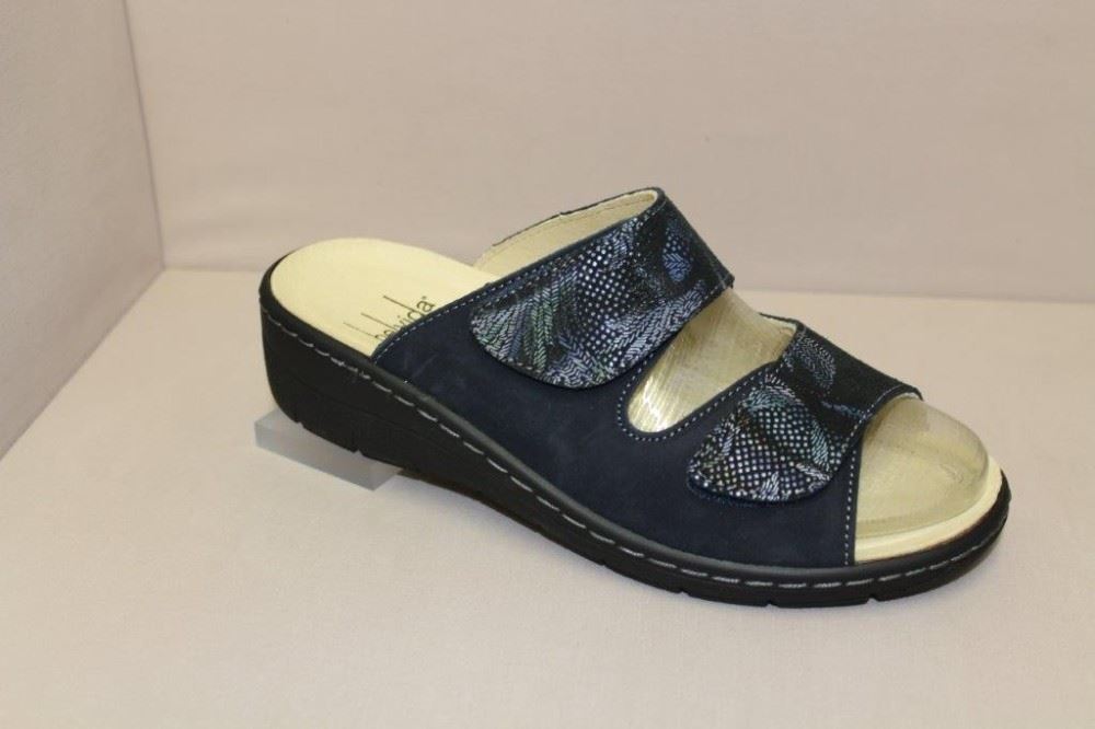 Portina Bequempantolette Wechselfußbett komplett Leder 42202 42 | navy/schwarz | 