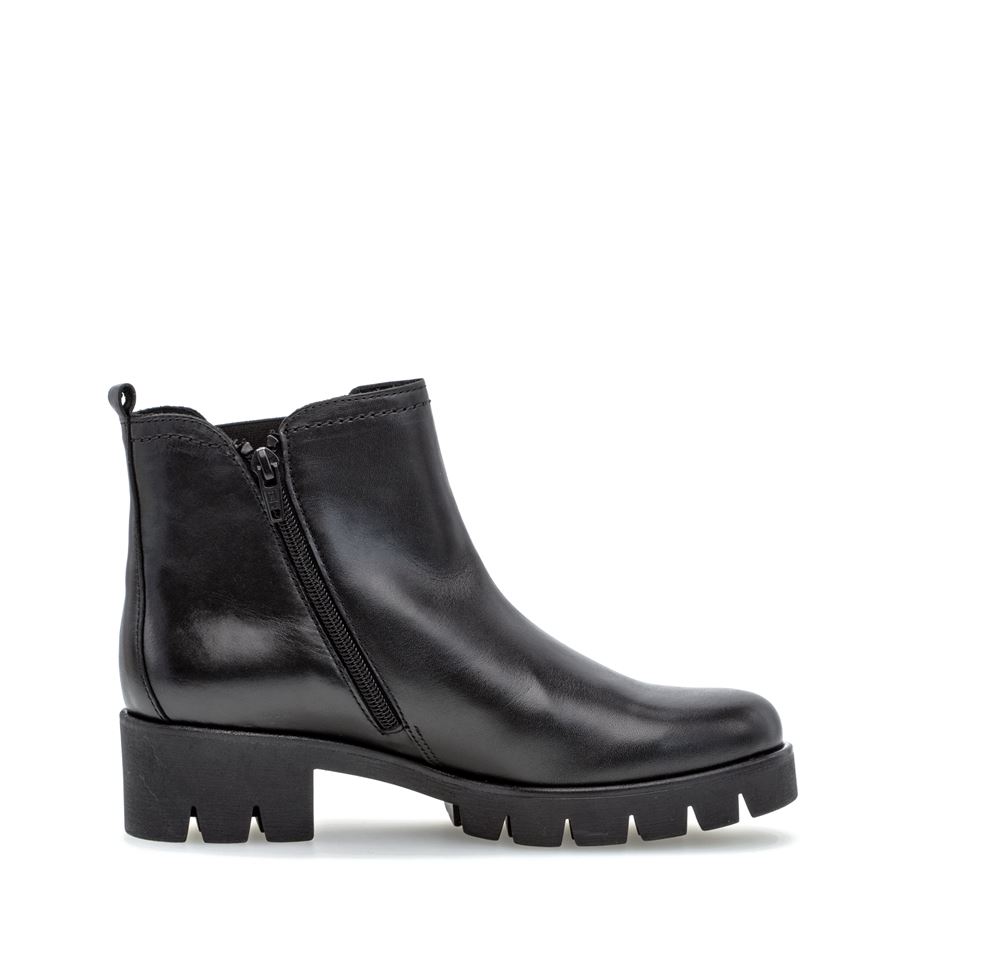 Gabor Chelsea Boot Leder Blockabsatz Wechselfußbett schwarz S22 91.710.27 