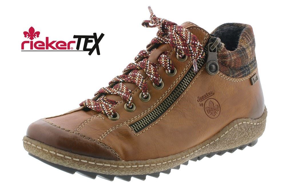 Rieker Schnürschuh Tex - Membran Reißverschluss braun L7516 
