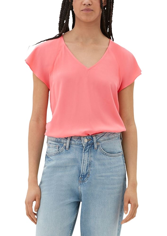 QS designed by Viskosebluse mit V-Ausschnitt S13 2132616 