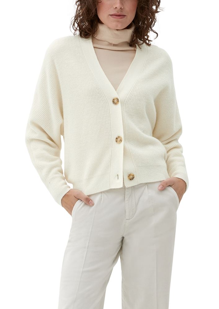 s.Oliver Strickjacke mit V-Ausschnitt S22 2124133 36 | 0210 WHITE | 