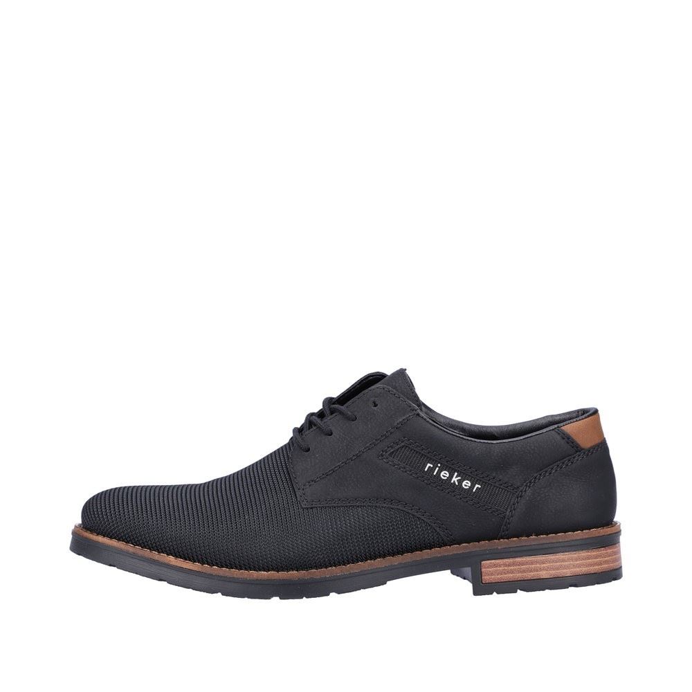 Rieker Antistress Herren Schnürschuh klassisch strukturiertes Obermaterial schwarz S22 14614-00 40 | schwarz/schwarz | G