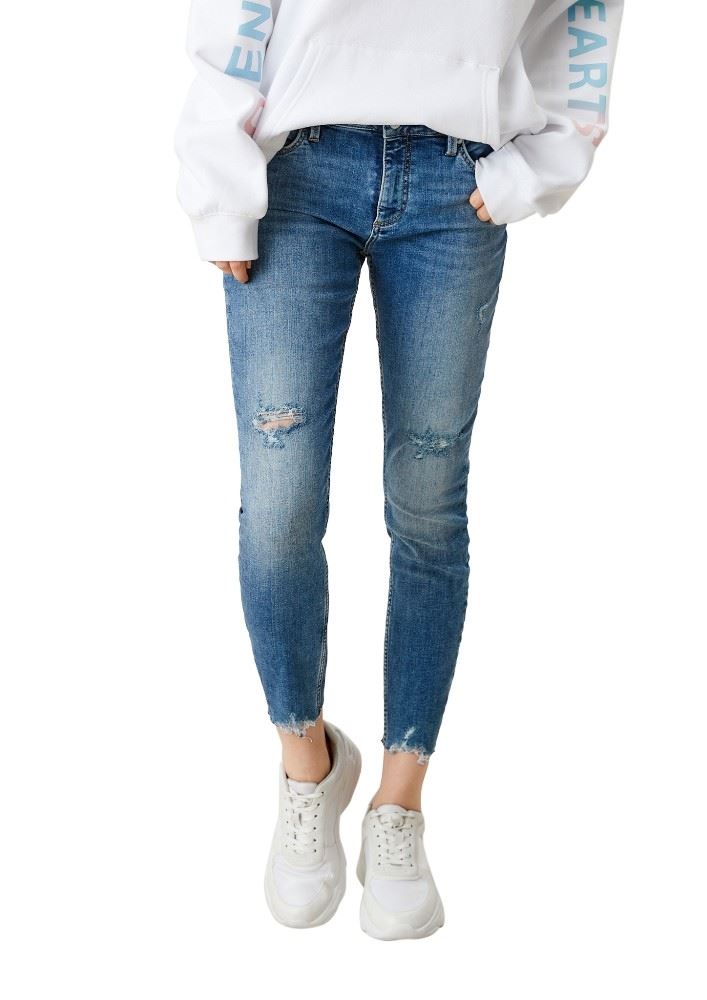 QS designed by Skinny ankle leg- Jeans 7/8 Länge  Used- Look blau S12  2111703 36 | Hellblau | 