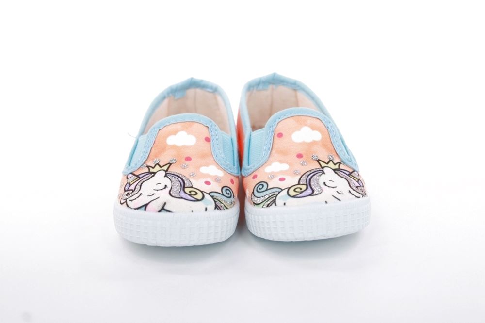 s`knöpfli Kinder Hausschuh Schlupfschuh Mädchen Einhorn- Motiv orange S13 V28851 