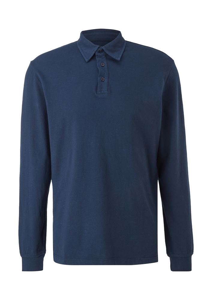 s.Oliver Shirt langarm Flammgarnjersey Polokragen blau  schwarz S12 2115897 
