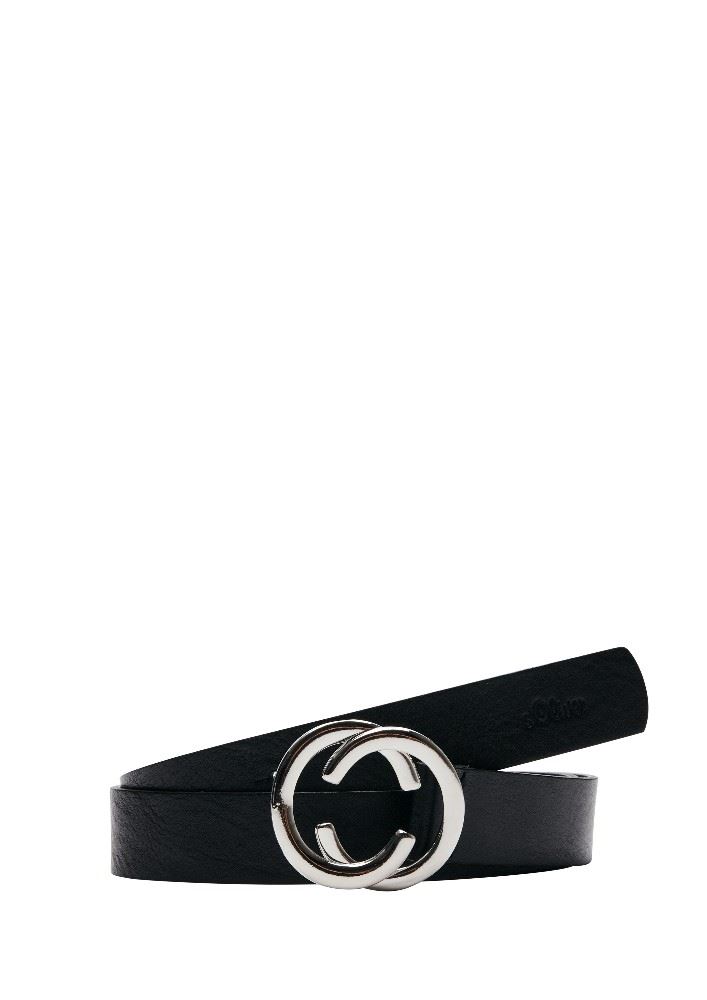 s.Oliver Ledergürtel Damen mit Ringschließe 2041314 85 | 9999 GREY/BLACK | 