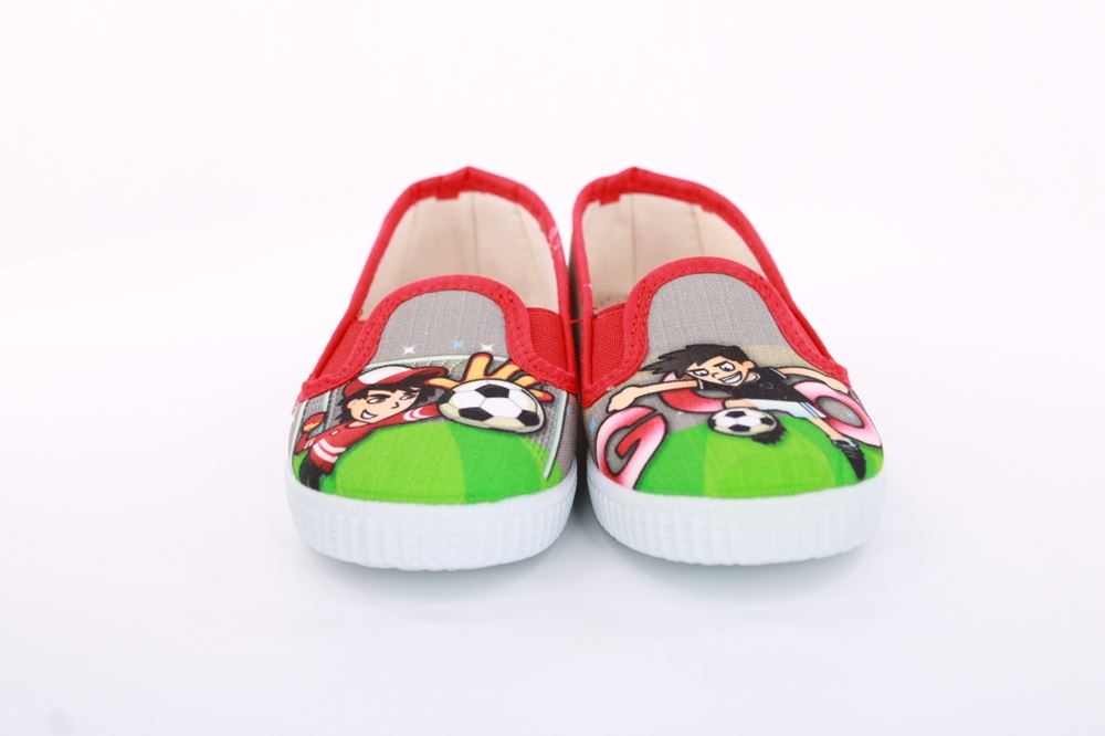 s`knöpfli Kinder Hausschuh Schlupfschuh Fussball- Motiv grau S13 V28902 