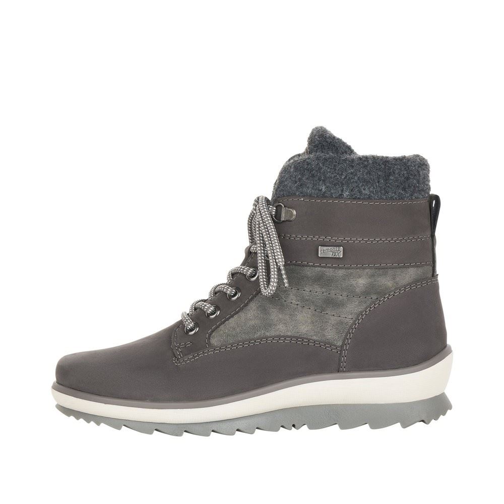 Remonte Damen Schnürstiefelette Schnürboots Rauleder TEX- Membran Warmfutter Schurwolle Wechselfußbett grau S22 R8477-45 37 | granit/smoke/gr | G