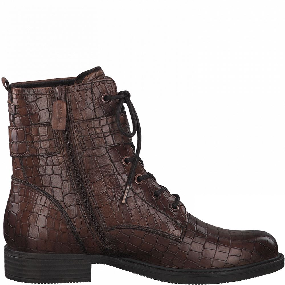 Tamaris Schnürboot Schnürstiefelette Kroko- Optik Leder braun S21 1-1-25217-27 38 | 354 MUSCAT CROC | 
